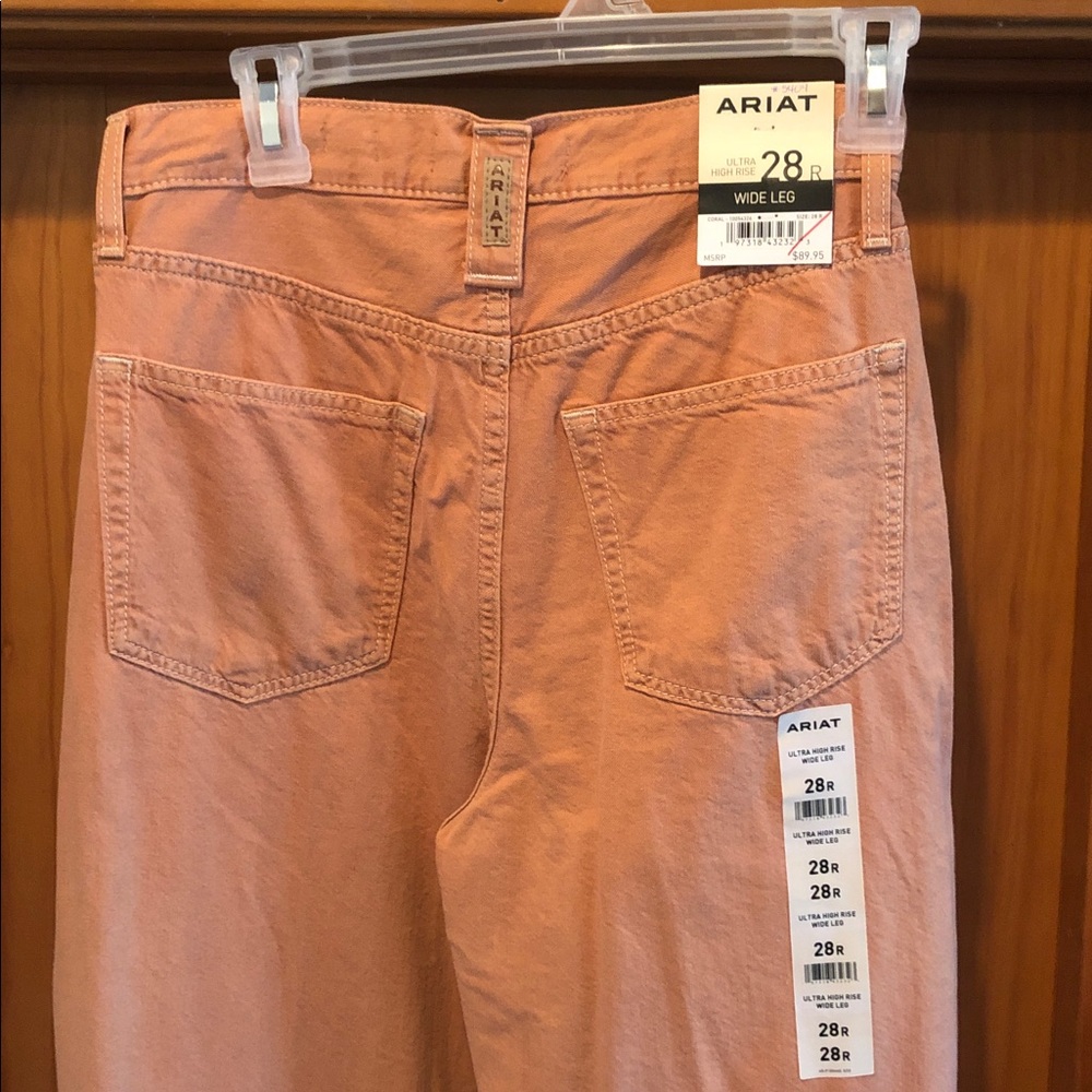 Ariat Ultra High Rise R.E.A.L. Denim - Wide Leg & Coral - Size 28R